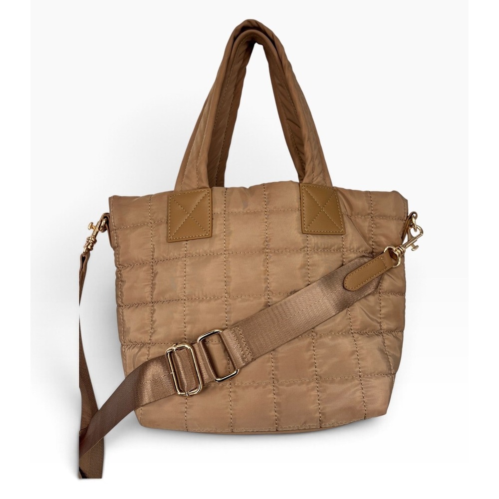 Urban Expressions Quilted Puffer Tote Bag Women OS Tan Excellent Crossbody